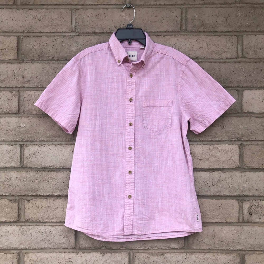 Men's ROWM Pink Short Sleeve Button Down Shirt Size M